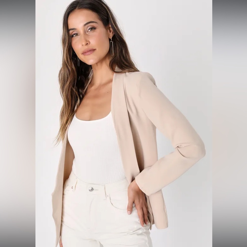 Lulus Miss Punctuality Taupe Lightweight Blazer